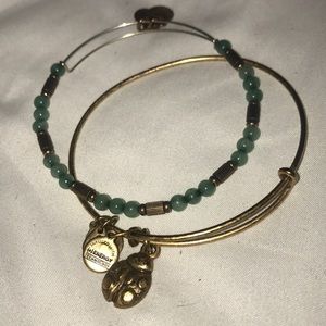 Alex and Ani Ladybug and Green Beaded Bracelet SET